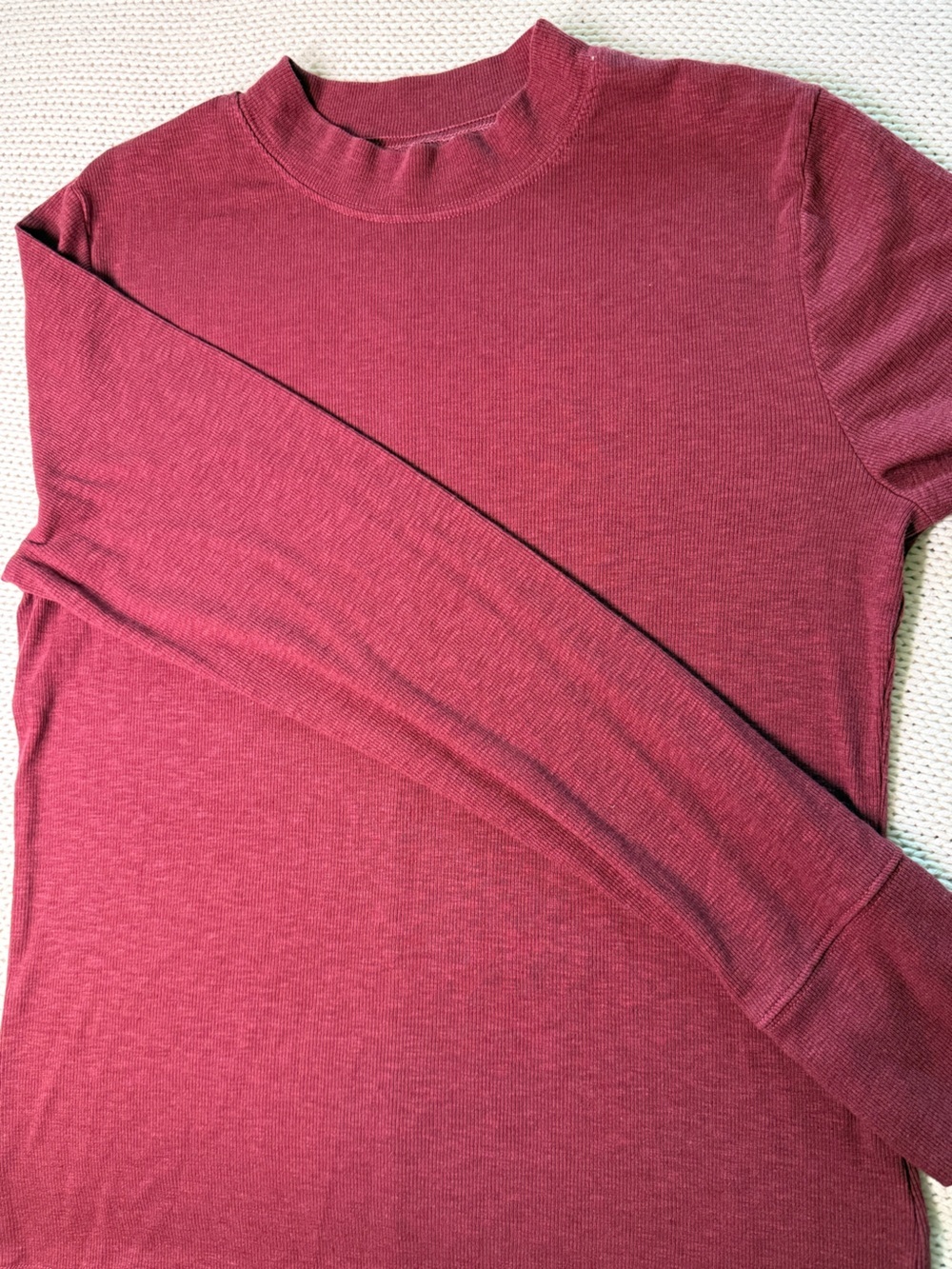 GAP Burgundy Ribbed Long Sleeve Stretchy Top Size Large Tall